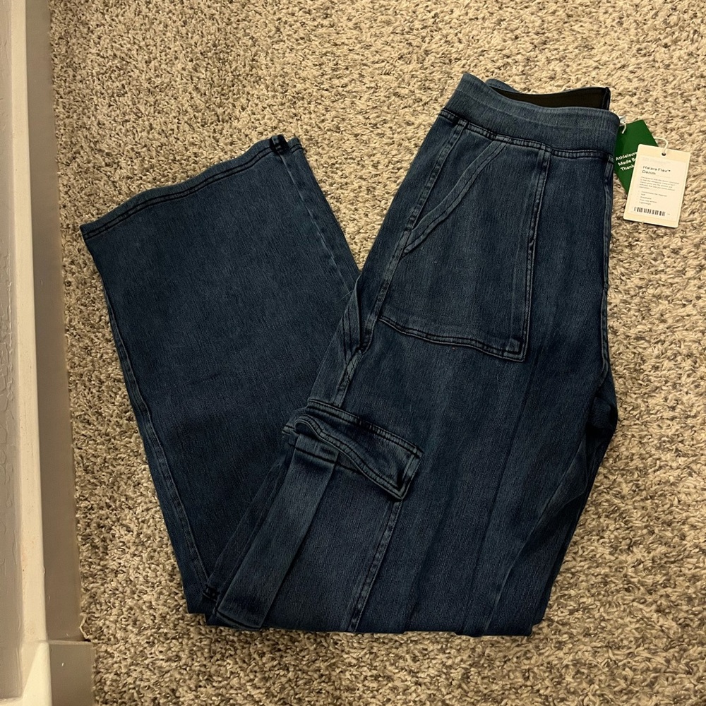 Dark Blue Denim Cargo Pants